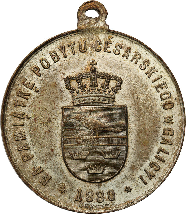 Polska poda zaborami. Franciszek Jóżef I. Medal Pamiątka pobytu w Galicji 1880